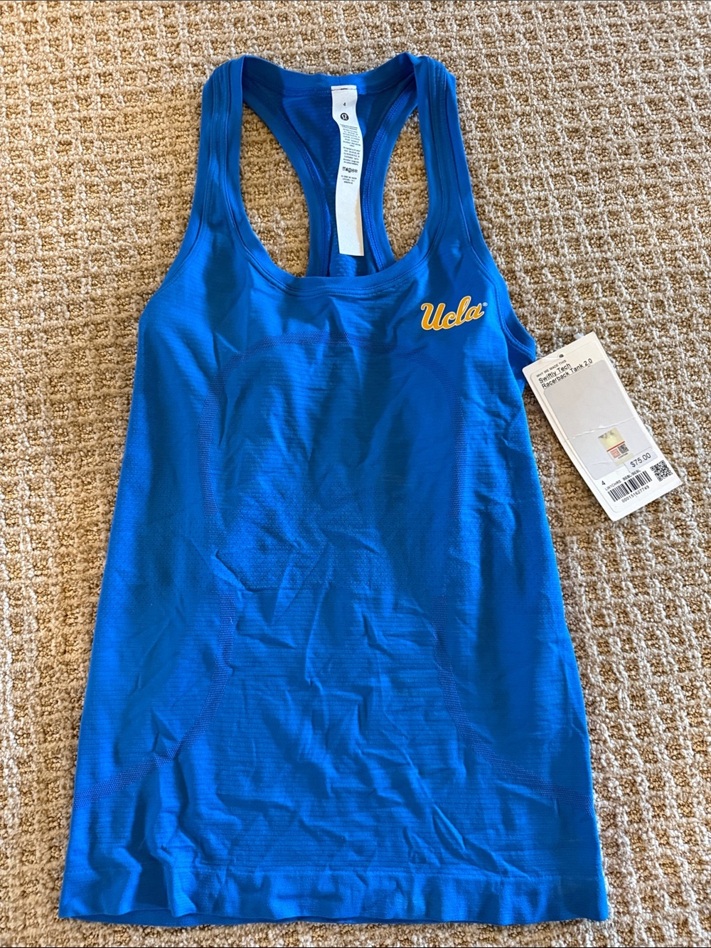 Women’s NWT Lululemon UCLA Swiftly Tech Racerback Tank 2.0 Sz 4 Blue